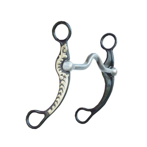 Czanka western Westernwelt — solid port 3 cm, asymetryczna nakładka floral acanthus antyczne żelazo/srebro, teardrop rings