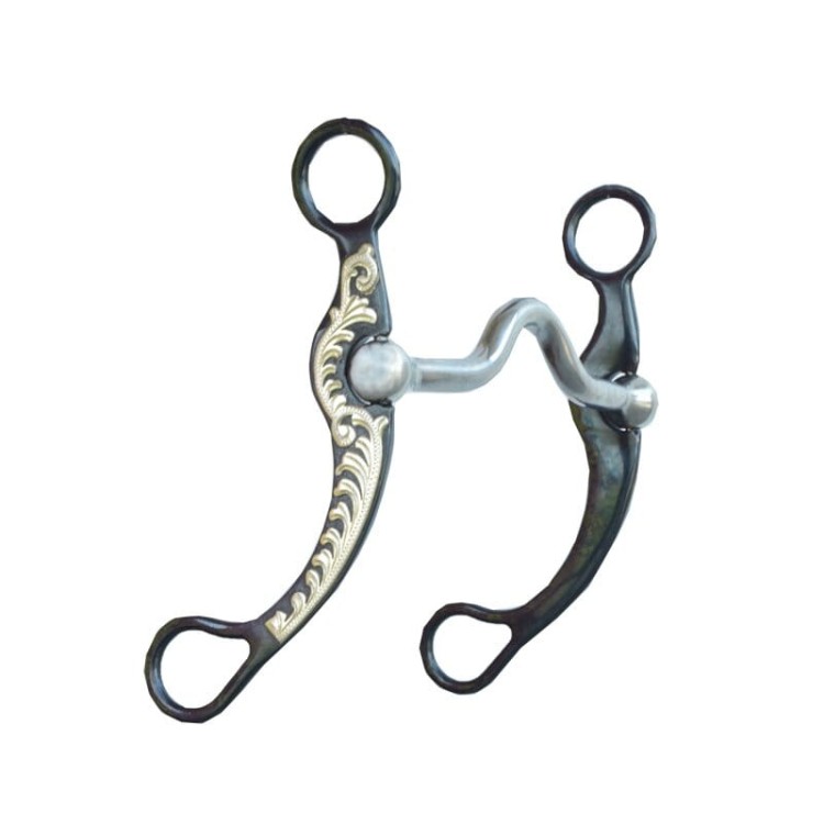 Czanka western Westernwelt — solid port 3 cm, asymetryczna nakładka floral acanthus antyczne żelazo/srebro, teardrop rings