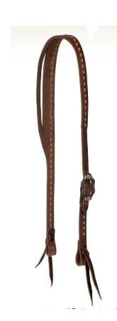 Ogłowie western split ear Weaver Leather USA — ciemna skóra harness, tie ends, ozdobna antyczna klamra, dots