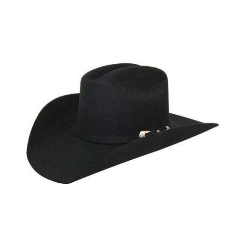 Kapelusz westernowy RDR 4X czarny filc wełniany — fason cattleman, srebrna klamra, widok z boku — HorsePassion.pl