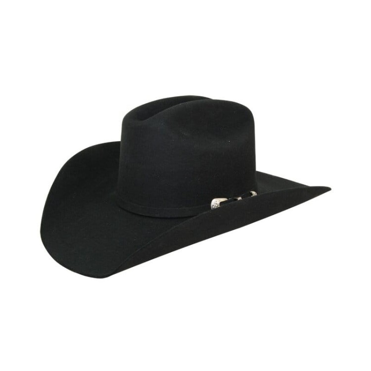 Kapelusz westernowy RDR 4X czarny filc wełniany — fason cattleman, srebrna klamra, widok z boku — HorsePassion.pl