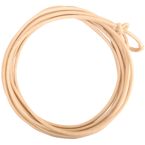 Lasso Cashel Ranch Rope nylonowe woskowane 3/8" × 45' — zwinięte, jasny pleciony nylon z hondą