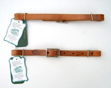 Pasek pod czankę BCL Equi — skóra Hermann Oak natural tan z etykietą, prostokątna srebrna klamra, O-ringi