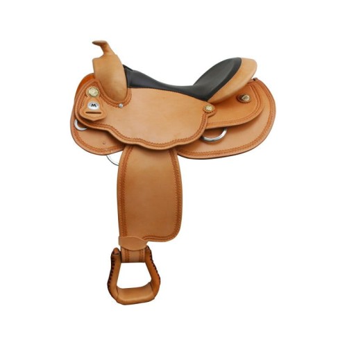 Siodło Montana Economy Bryant #136 — kolor jasny, ręczny border tooling, siedzisko zamsz