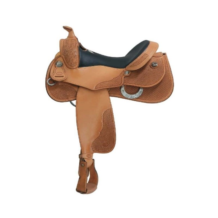 Siodło Pullman Grischa Ludwig Pro Reiner #107 — basket tooling, grawerowany D-ring, kolor jasnobrązowy