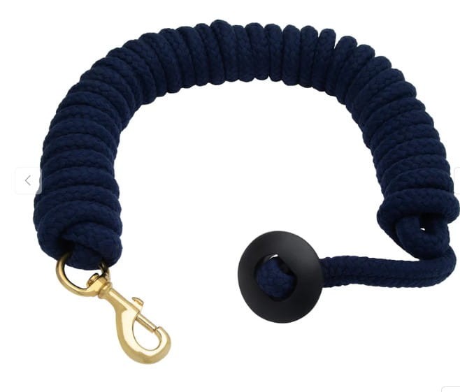 Lonża bawełniana Weaver 3/4" x 25 ft granatowa — gumowy stopper, mosiężny karabińczyk — HorsePassion.pl