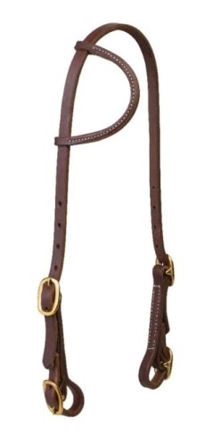 Ogłowie western one ear Weaver ręczne gruba olejowana skóra czekoladowa — małe mosiężne sprzączki nisko, clip bit ends mosiądz O-ring, formowana pętla uszna, białe przeszycia, COB — HorsePassion.pl