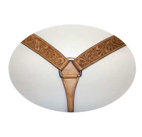 Skórzany napierśnik westernowy z grawerem kwiatowym jasny EE TACK — HorsePassion.pl