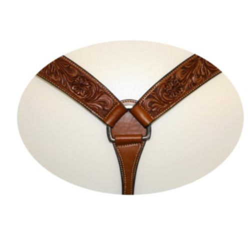 Skórzany napierśnik westernowy grawer kwiatowy kasztanowy EE TACK — HorsePassion.pl