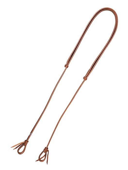 Wodze western ropingowe zamknięte z regulacją długości skóra kasztan loops — HorsePassion.pl