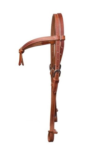Ogłowie western harness kasztan futurity knotted z bezpiecznymi loops — drobne srebrne ćwieki krawędziowe, srebrne klamry, białe przeszycia, rozmiar COB — Western Imports — HorsePassion.pl
