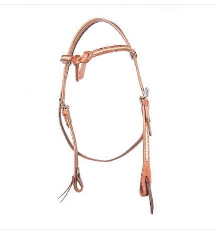 Ogłowie western harness honey futurity knotted z plecionką rawhide — loops wiązane, srebrne klamry gładkie, białe przeszycia, rozmiar COB — Western Imports edycja limitowana — HorsePassion.pl