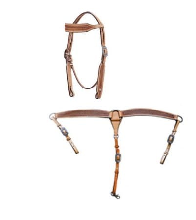 Komplet western ogłowie i napierśnik zdobione Western Imports COB honey — HorsePassion.pl