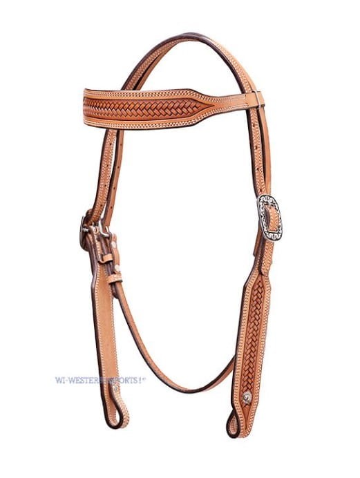 Ogłowie western futurity z concho skóra honey Western Imports — HorsePassion.pl