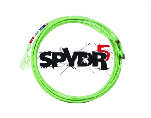Lasso Classic Equine SPYDR 5 — zwinięte, logo SPYDR5, neonowy zielony