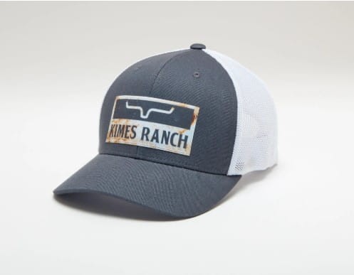 Czapka z daszkiem Kimes Ranch Fire Ex Trucker grafitowa — naszywka sublimacyjna fire vintage, biała siateczka — HorsePassion.pl