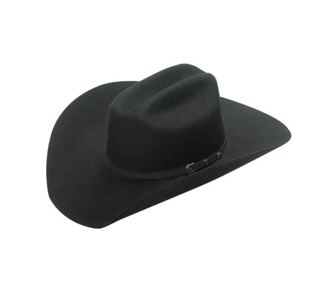Kapelusz westernowy Twister czarny filc wełniany cattleman Double-S — srebrna klamra, widok z boku — HorsePassion.pl