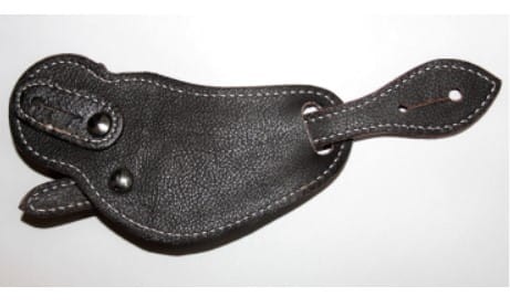 Spód paska do ostróg western show ciemna skóra biały ścieg nity — HorsePassion.pl