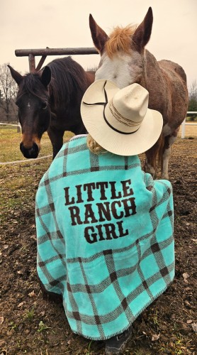 Koc bawełniany Little Ranch Girl turkusowy