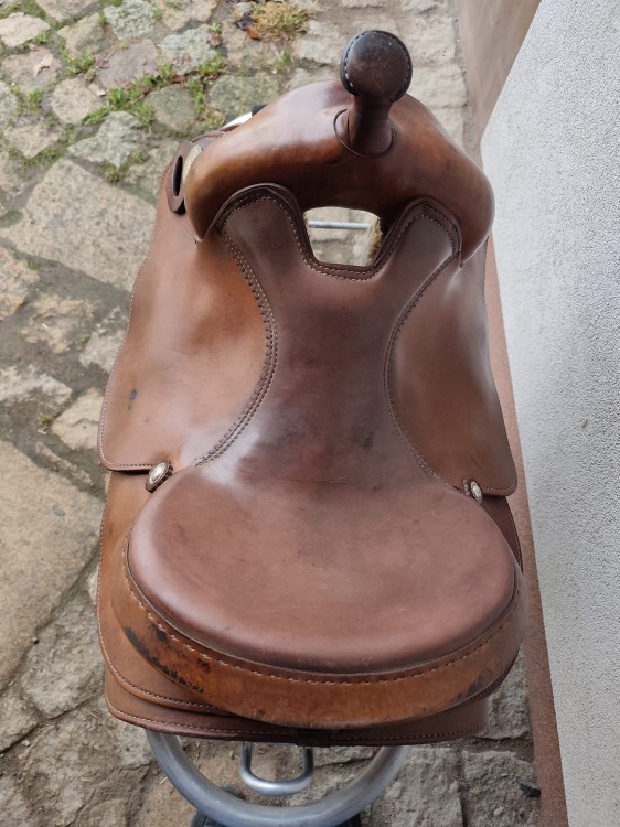 Siedzisko siodła Continental Saddlery Classic — gładka skóra licowa, cantle, widok z góry