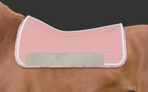 Pad western Mattes na naturalnym futrze owczym różowy — pikowana bawełna, naturalne futro jagnięce od spodu, rozmiar L