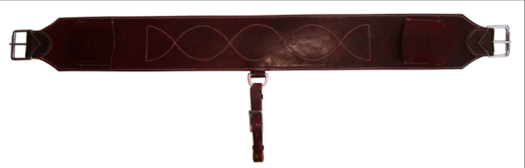 Tylny popręg back cinch skórzany GVR latigo ciemnobrązowy 5 cm × 70 cm — przeszycie figure-8, klamry rolkowe, D-ring z łącznikiem — HorsePassion.pl