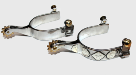 Ostrogi western Equi Karo i Kier - para, stal szlachetna, rowel mosiężny 10-ramienny