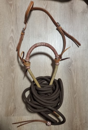 Zestaw bosalowy LPTrick bosal rawhide ogłowie mecate nylonowe brązowe — HorsePassion.pl