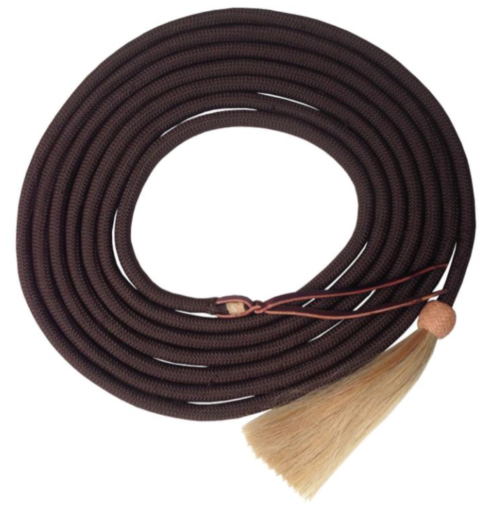 Mecate GVR nylonowe do bosalu 21 ft brązowe skórzany strap końskie włosie — HorsePassion.pl