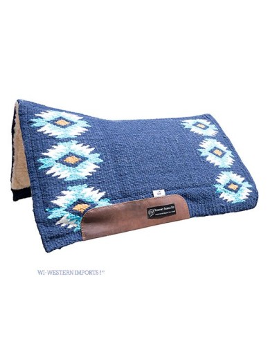 Pad western CSF Rancho krótki niebieski Western Imports — blanket z zbitym splotem, wkładka CSF, futro syntetyczne od spodu