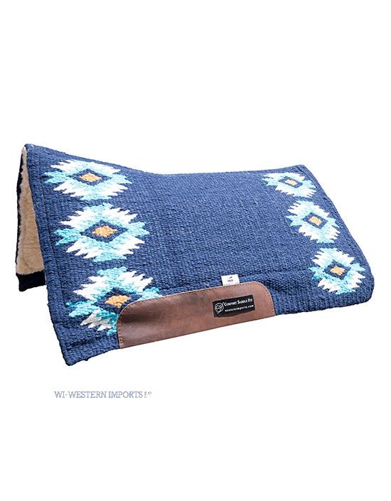 Pad western CSF Rancho krótki niebieski Western Imports — blanket z zbitym splotem, wkładka CSF, futro syntetyczne od spodu