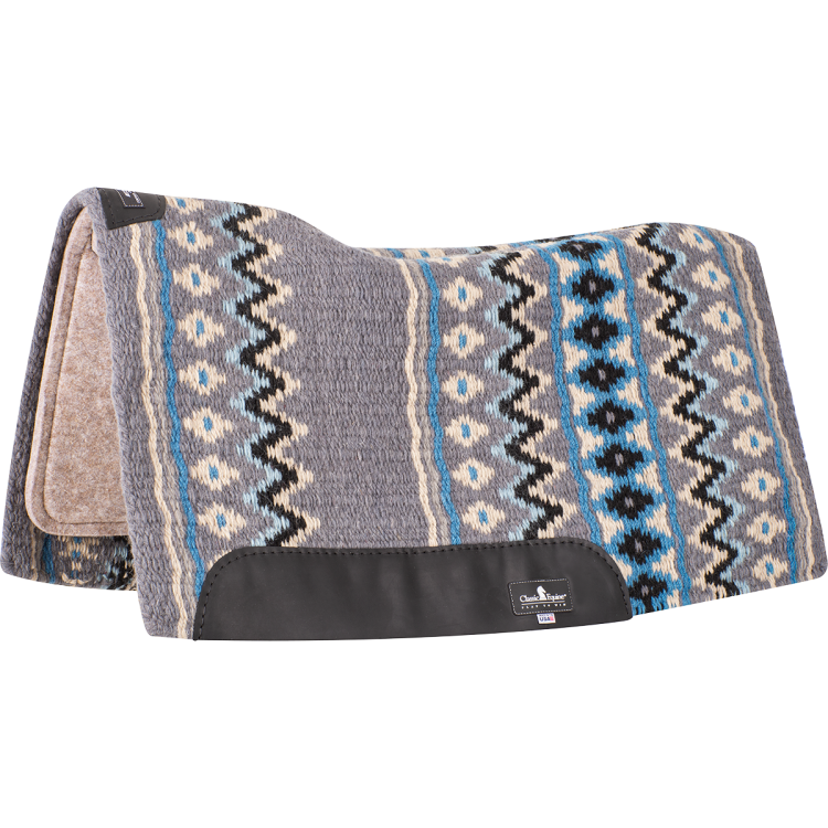 Pad western Classic Equine ESP Contoured Wool — brązowo-turkusowy, wełna nowozelandzka, pianka XPF