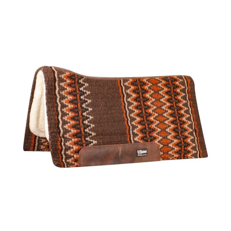 Pad western Cashel Performance — brązowo‑pomarańczowy wzór, skórzane wzmocnienia