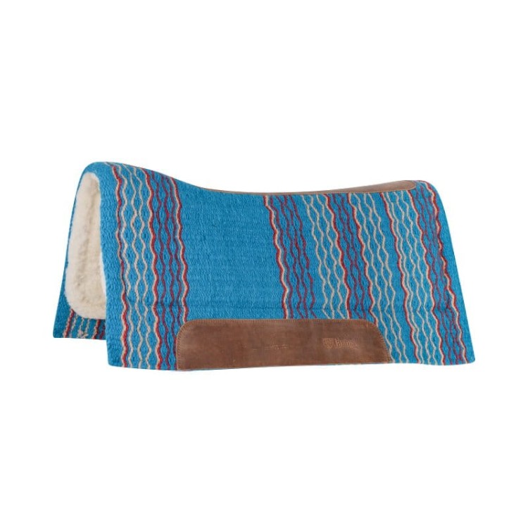 Pad Cashel Performance USA — turkusowo‑niebieski wzór, kremowy spód fleece