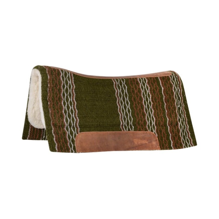 Pad western Cashel Performance — zielony wzór, skórzana lamówka i spód fleece