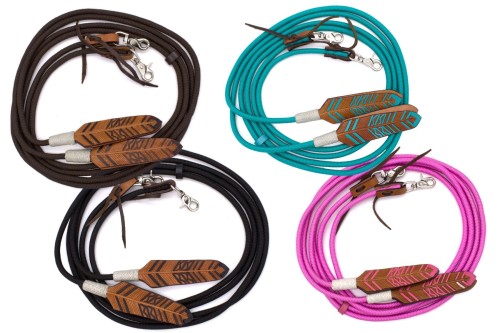 Wodze nylonowe okrągłe JT International skórzany popper 4 kolory western — HorsePassion.pl