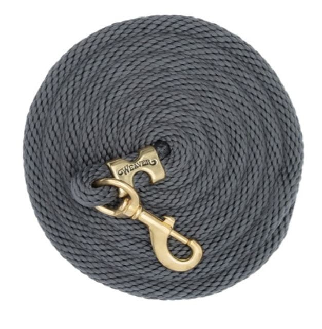 Uwiąz do prowadzenia konia Weaver 3 m — kolor szary, mosiężny karabińczyk 225 — HorsePassion.pl