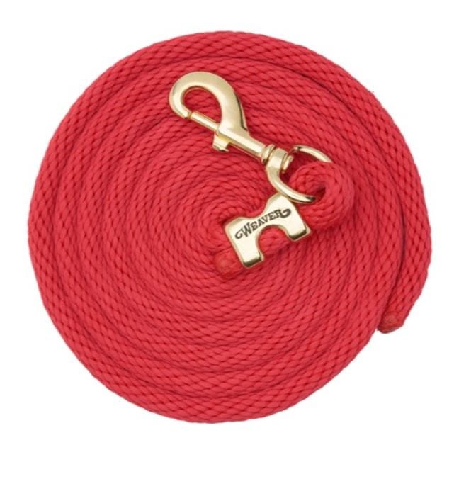 Uwiąz do prowadzenia konia Weaver 3 m — kolor czerwony, mosiężny karabińczyk 225 — HorsePassion.pl