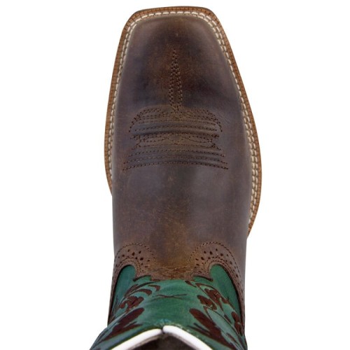 Twisted X Ruff Stock — nosek szeroki kwadratowy WS toe, detal dekoru vamp-cholewka