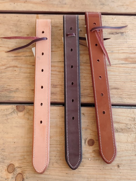 Off billet AK Saddlery skórzany — trzy kolory: jasny natural, kasztan, ciemny — białe przeszycie, western — HorsePassion.pl