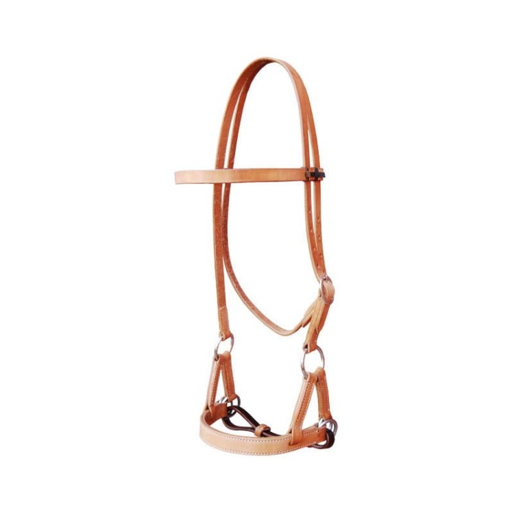 Skórzany sidepull Westernwelt jasny naturalna skóra COB ogłowie bezwędzidłowe — HorsePassion.pl