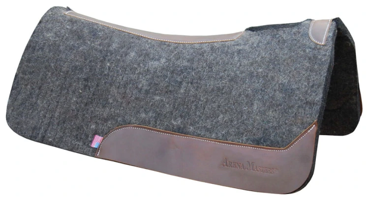 Pad filcowy 1" Arena Masters szary — naturalny filc wełniany, widok z góry — HorsePassion.pl