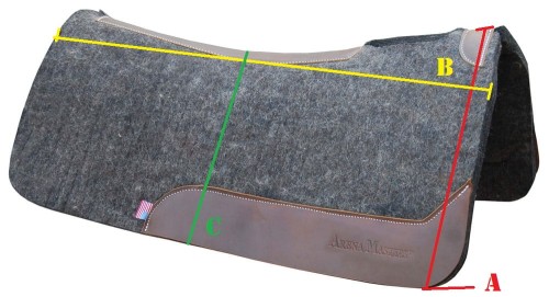 Filcowy pad westernowy Arena Masters szary — schemat wymiarów 43×79 cm — HorsePassion.pl