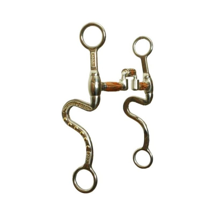 Czanka Avila S-shank Equi 5" — miedziany port, asymetryczna nakładka german silver granulation ze złotymi akcentami, O-ringi górne, teardrop dolne