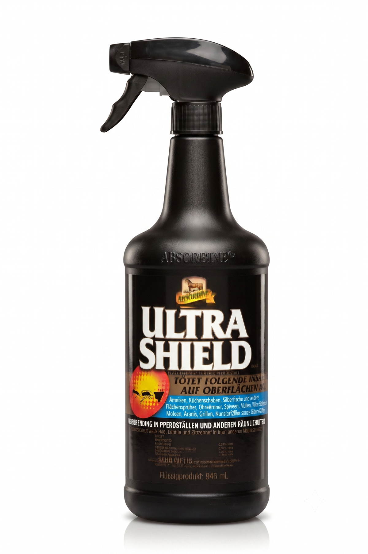 Absorbine UltraShield Black — czarna absorbina, spray na owady dla koni